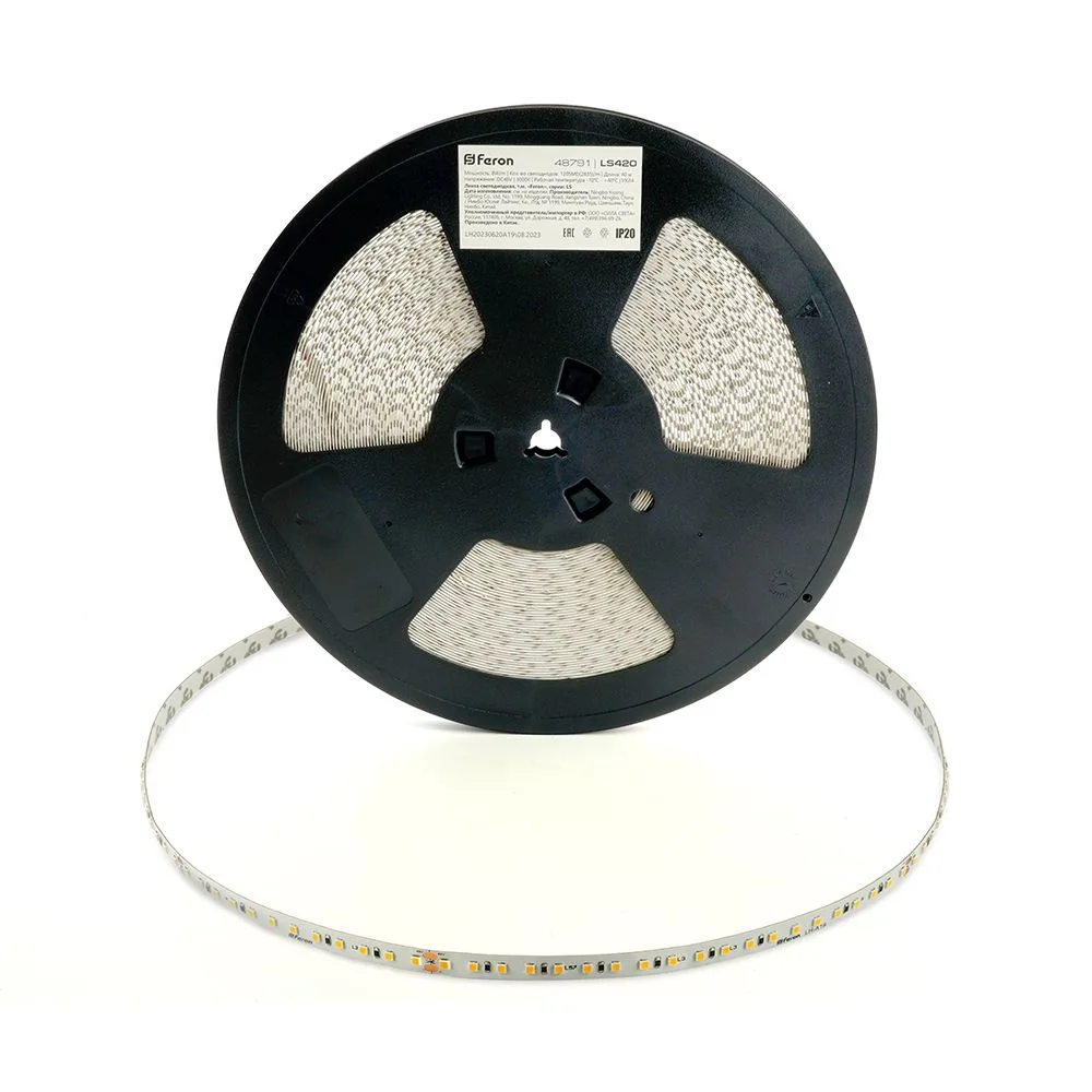 FERON Лента светодиодная стабилизированная 120SMD(2835)/м 8Вт/м 48V 40000*10*1.22мм 3000К, IP20 LS420 FERON FERON Лента светодиодная стабилизированная 120SMD(2835)/м 8Вт/м 48V 40000*10*1.22мм 3000К, IP20 LS420 FERON