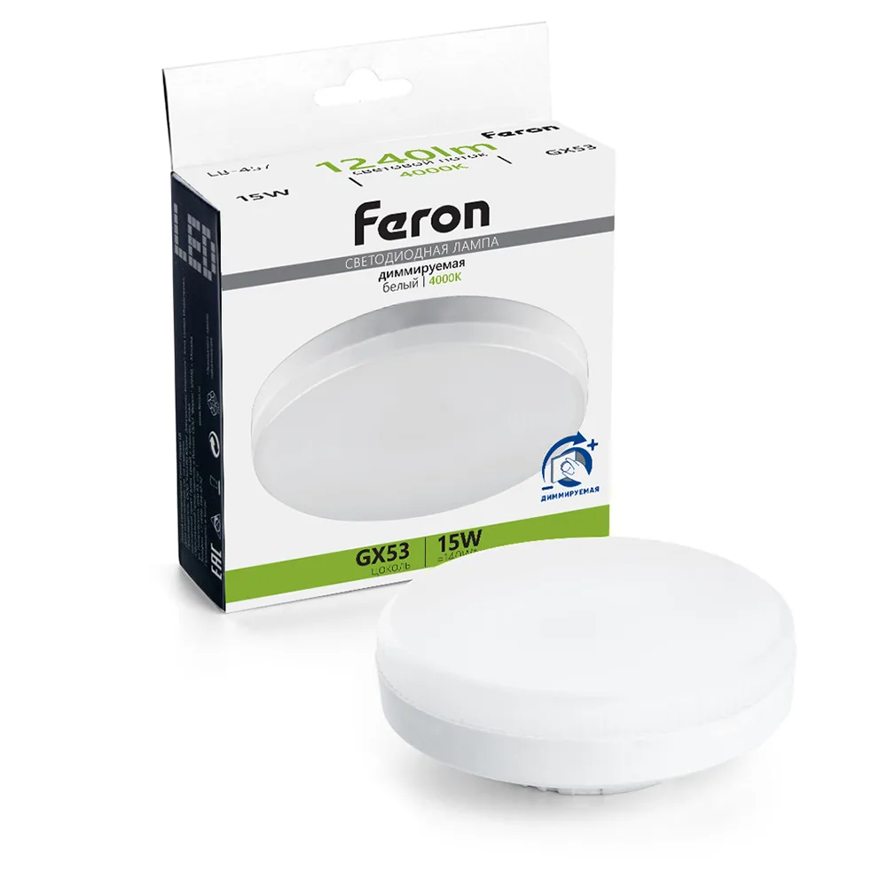 Лампа светодиодная диммируемая FERON LB-457 GX53 15W 230V 4000K 51068