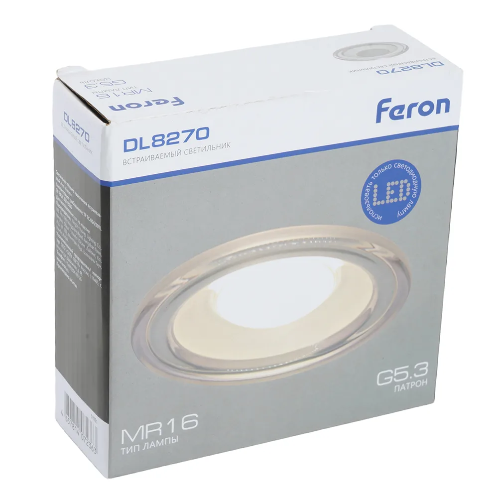 FERON Светильник встраиваемый DL8270 потолочный MR16 G5.3 прозрачный, белый 51151 FERON Светильник встраиваемый DL8270 потолочный MR16 G5.3 прозрачный, белый 51151