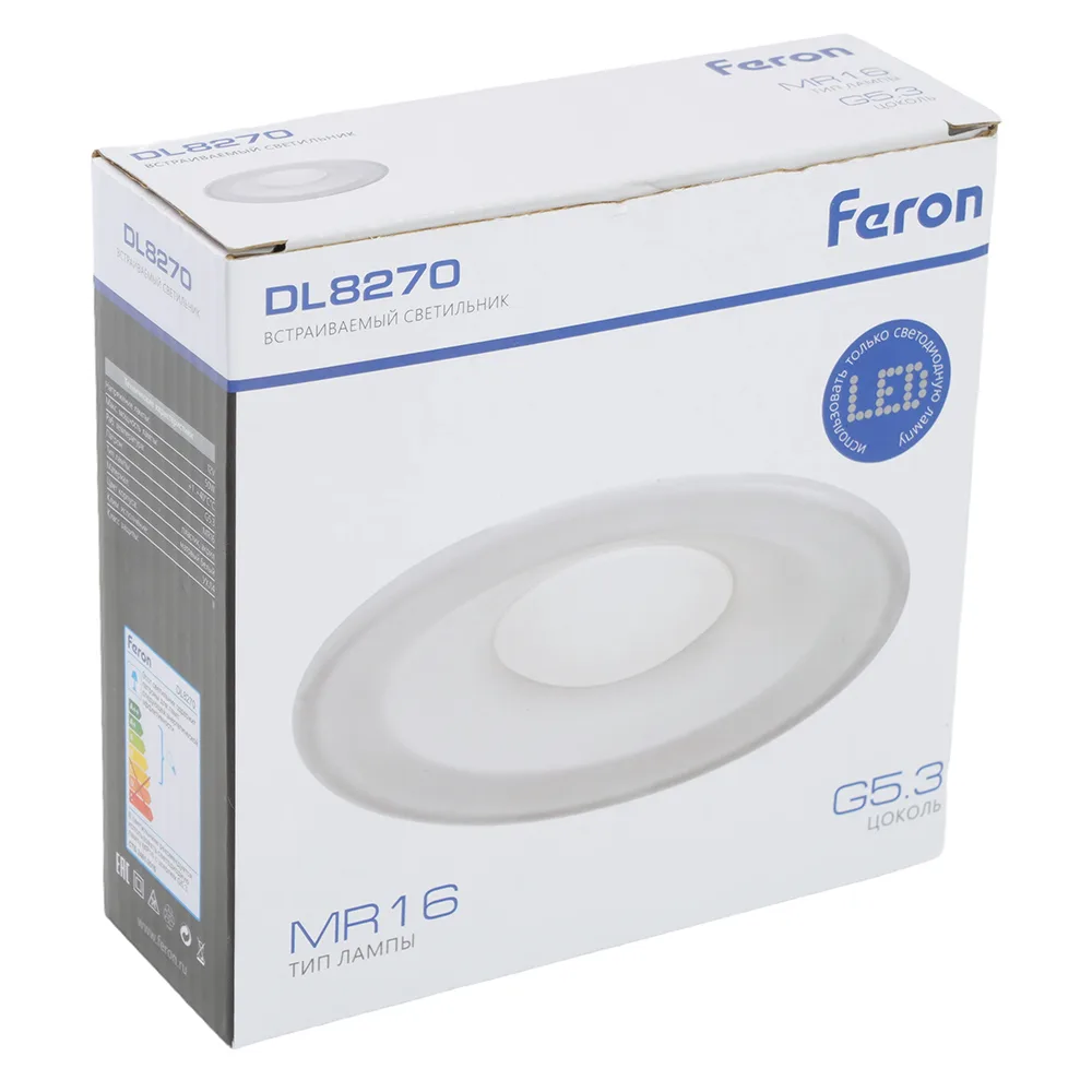 FERON Светильник встраиваемый DL8270 потолочный MR16 G5.3 матовый белый 51152 FERON Светильник встраиваемый DL8270 потолочный MR16 G5.3 матовый белый 51152