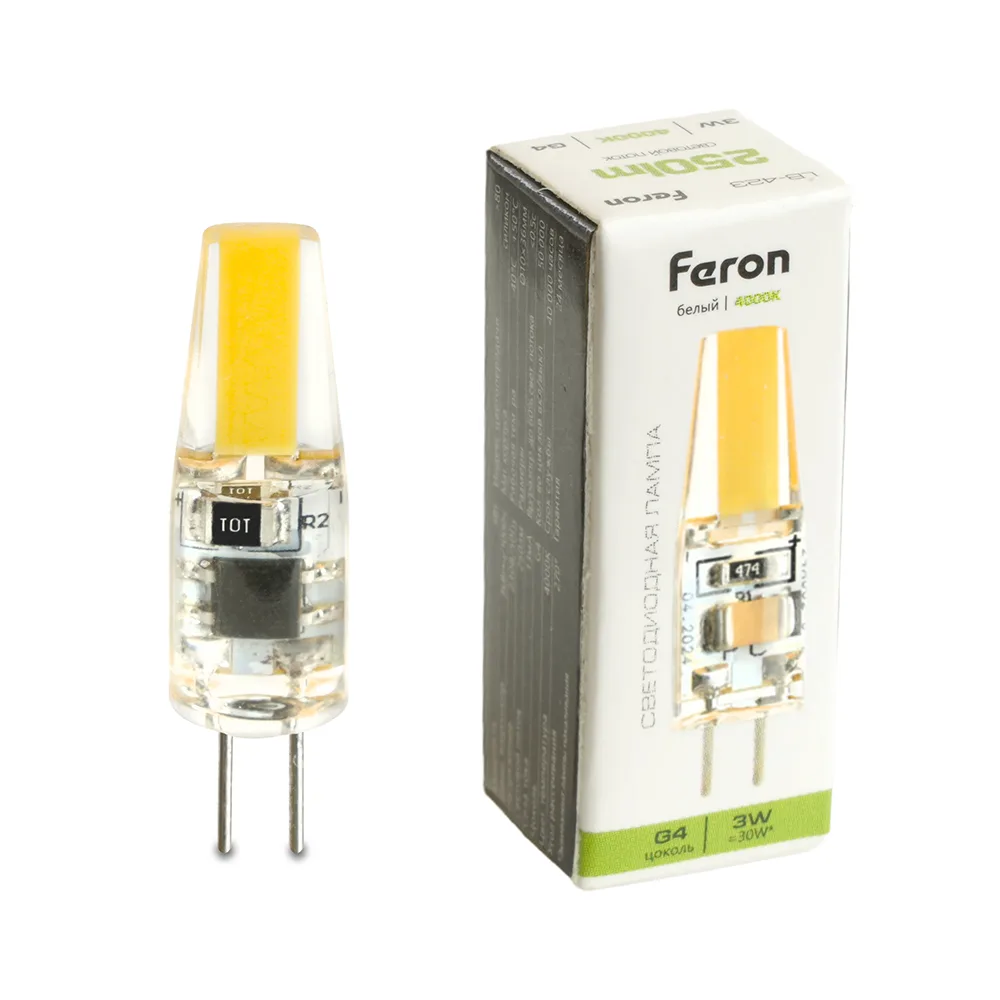 FERON Лампа светодиодная LB-423 G4 3W 230V 4000K 51168 FERON Лампа светодиодная LB-423 G4 3W 230V 4000K 51168