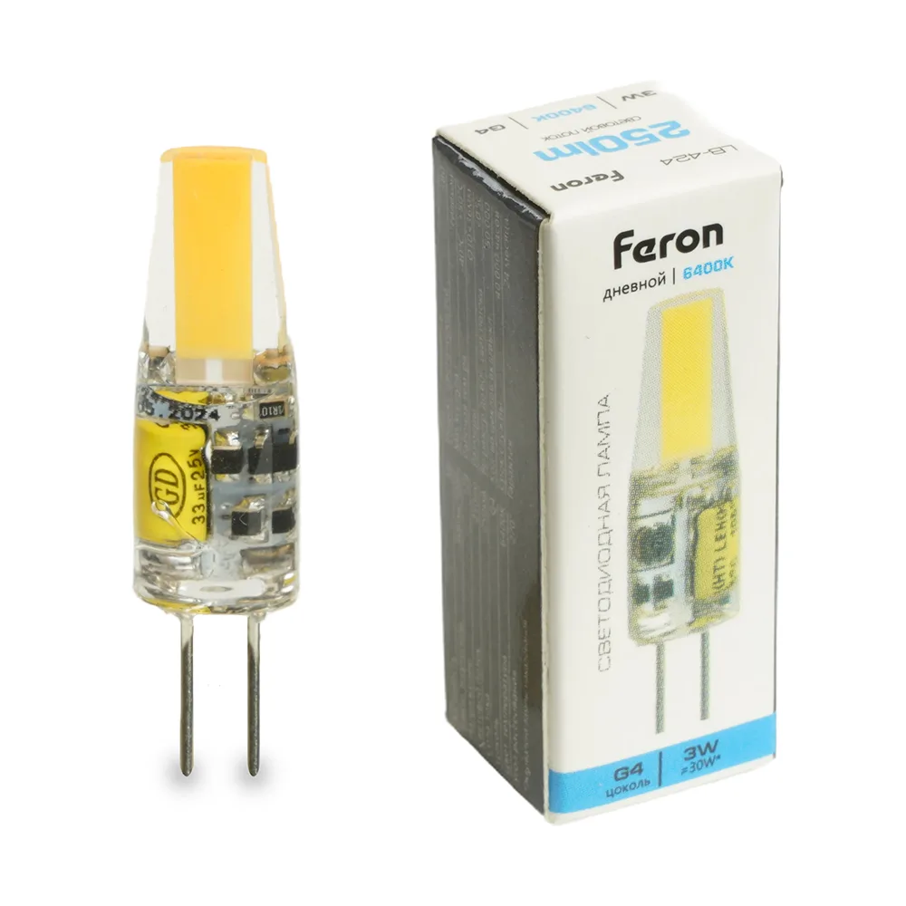 Лампа светодиодная FERON LB-424 G4 3W 12V 6400K 51172