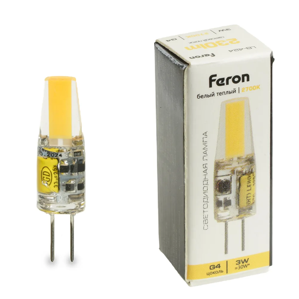 FERON Лампа светодиодная LB-424 G4 3W 12V 2700K 51170 FERON Лампа светодиодная LB-424 G4 3W 12V 2700K 51170