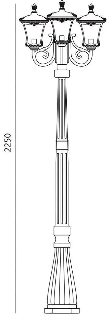 FERON Светильник садово-парковый 70033M столб четырехгранный 3*100W E27 230V, черное золото 11260 FERON Светильник садово-парковый 70033M столб четырехгранный 3*100W E27 230V, черное золото 11260