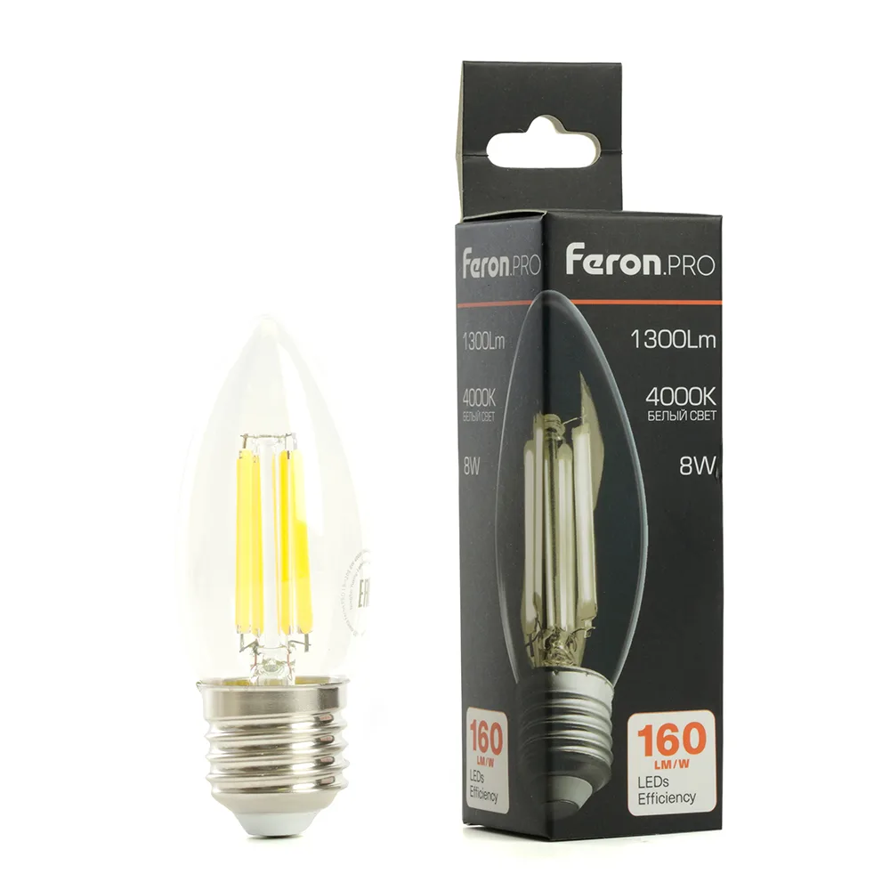 FERON Лампа светодиодная Feron.PRO LB-1208 Свеча E27 1300LM 8W 175-265V 4000K 51242 FERON Лампа светодиодная Feron.PRO LB-1208 Свеча E27 1300LM 8W 175-265V 4000K 51242