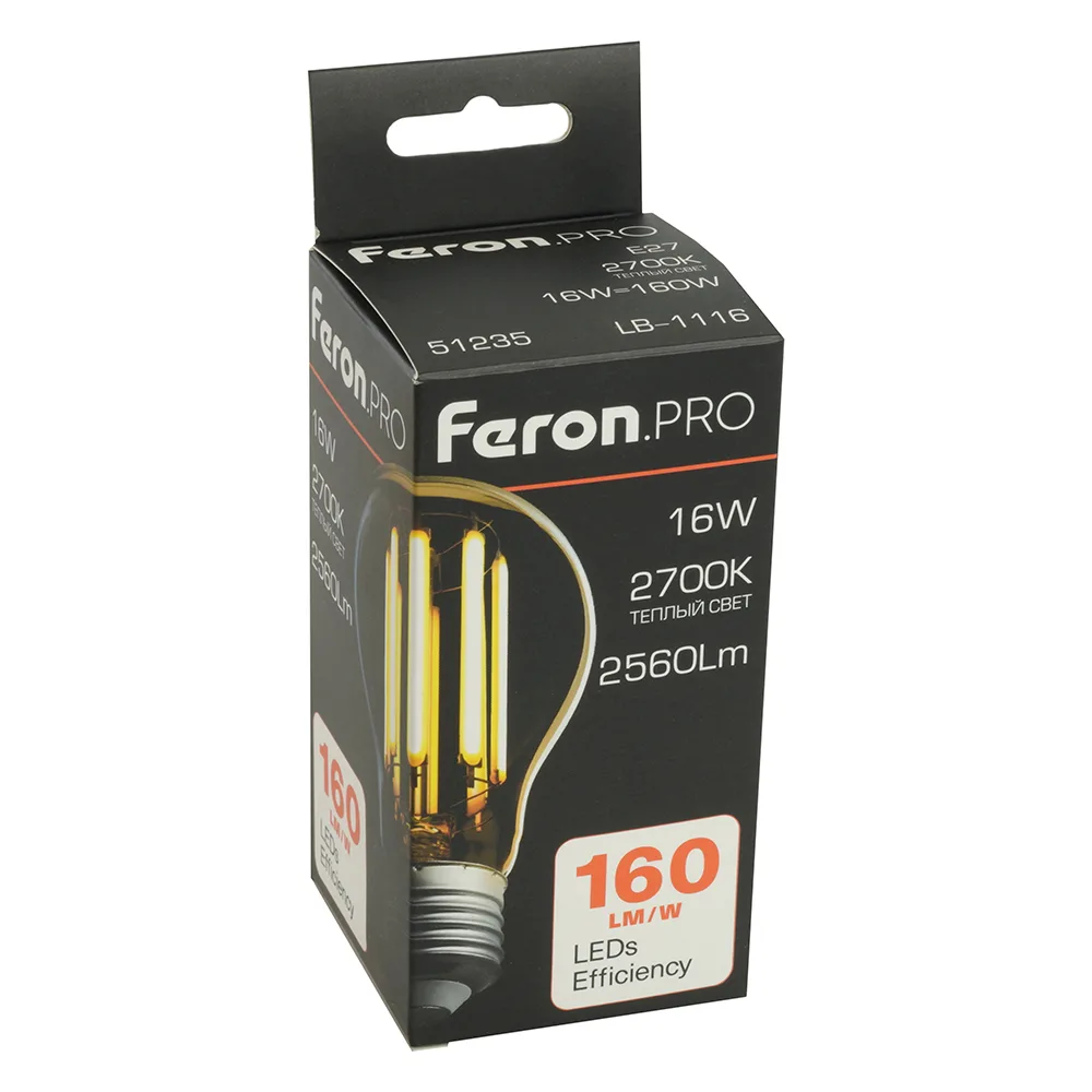 FERON Лампа светодиодная Feron.PRO LB-1116 Шар E27 2560LM 16W 175-265V 2700K 51235 FERON Лампа светодиодная Feron.PRO LB-1116 Шар E27 2560LM 16W 175-265V 2700K 51235