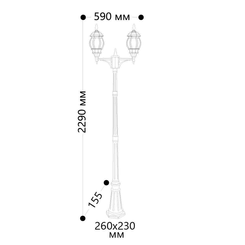 FERON Светильник садово-парковый 8114 столб 2*100W E27 230V, белый 11210 FERON Светильник садово-парковый 8114 столб 2*100W E27 230V, белый 11210