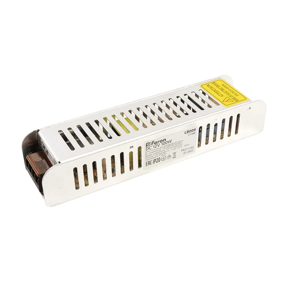 FERON Трансформатор электронный для светодиодной ленты 100W 12V (драйвер), LB009 Артикул 21488 FERON Трансформатор электронный для светодиодной ленты 100W 12V (драйвер), LB009 Артикул 21488