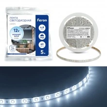 Светодиодная LED лента FERON LS604, 60SMD(2835)/m 4.8W/m 12V IP65 5m, 6500К Артикул 27638