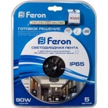Cветодиодная LED лента FERON LS607, готовый комплект 5м 60SMD(5050)/м 14.4Вт/м IP65 12V 6500К,демо-упаковка Артикул 27907
