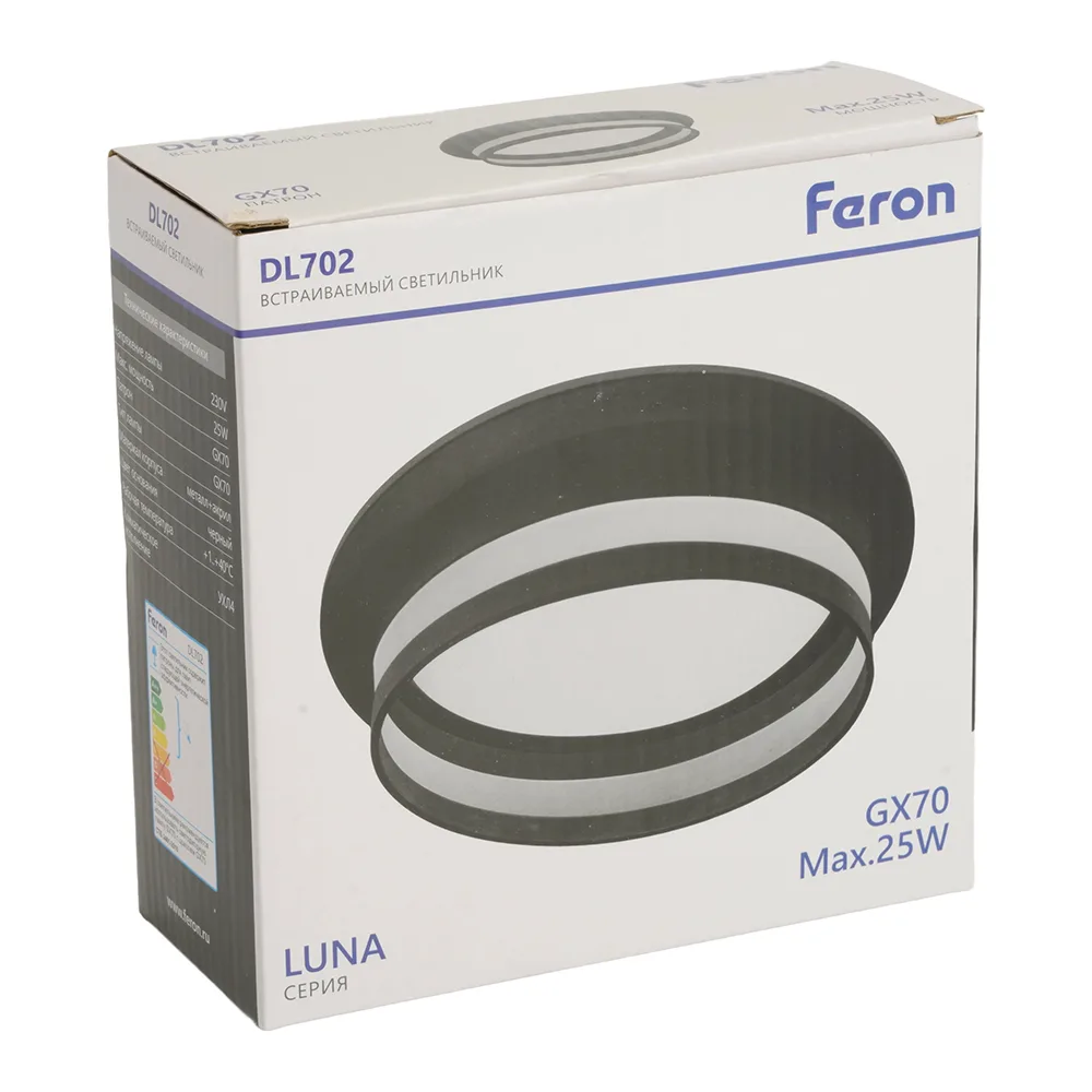 FERON Светильник встраиваемый DL702 LUNA потолочный GX70 черный круг 51098 FERON Светильник встраиваемый DL702 LUNA потолочный GX70 черный круг 51098