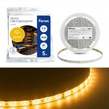 Светодиодная LED лента FERON LS603, 60SMD(2835)/m 4.8W/m 12V 5m желтый  Артикул 27670