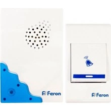 Звонок дверной беспроводной FERON Е-223 Электрический 32 мелодии белый синий с питанием от батареек