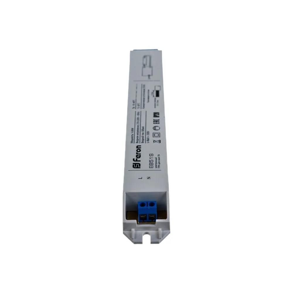 FERON Аппарат пускорегулирующий электронный (балласт), 1*36W T8/G13 230V, EB51S FERON Аппарат пускорегулирующий электронный (балласт), 1*36W T8/G13 230V, EB51S