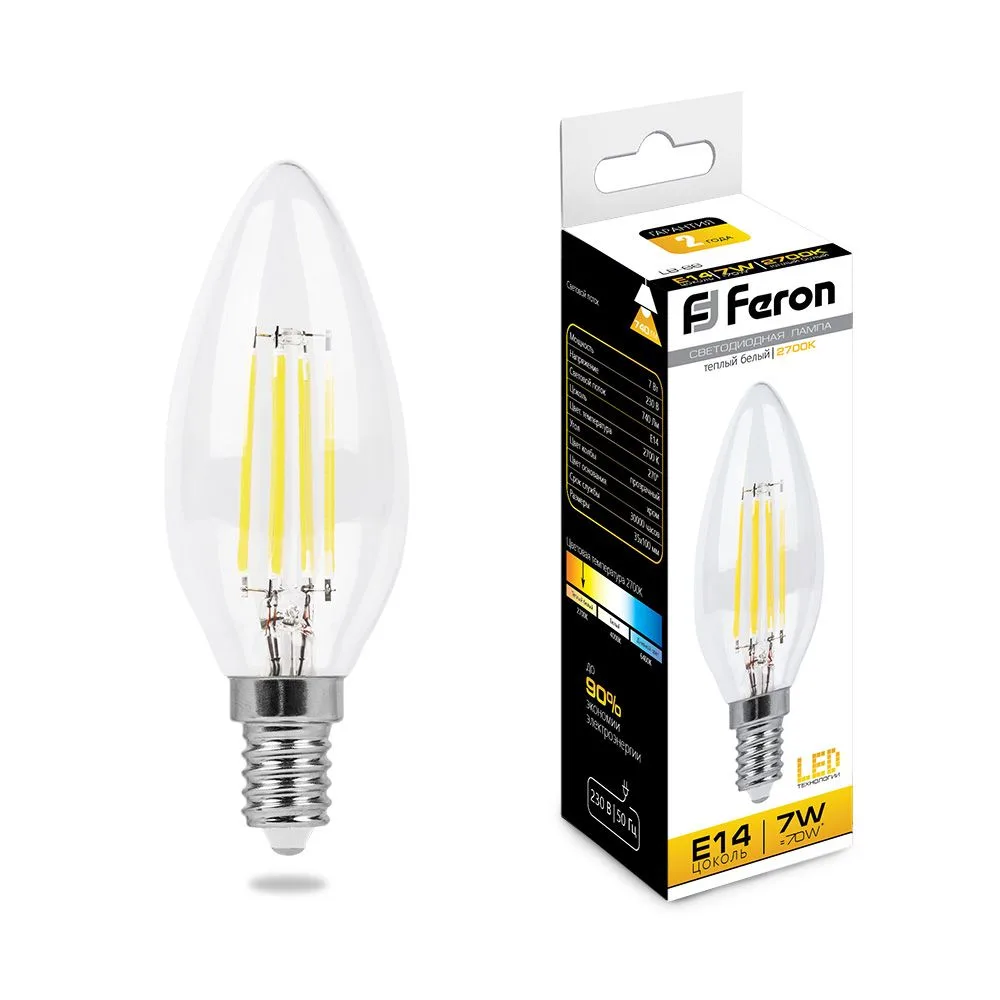Лампа светодиодная FERON LB-66 Свеча E14 7W 230V 2700K 25726