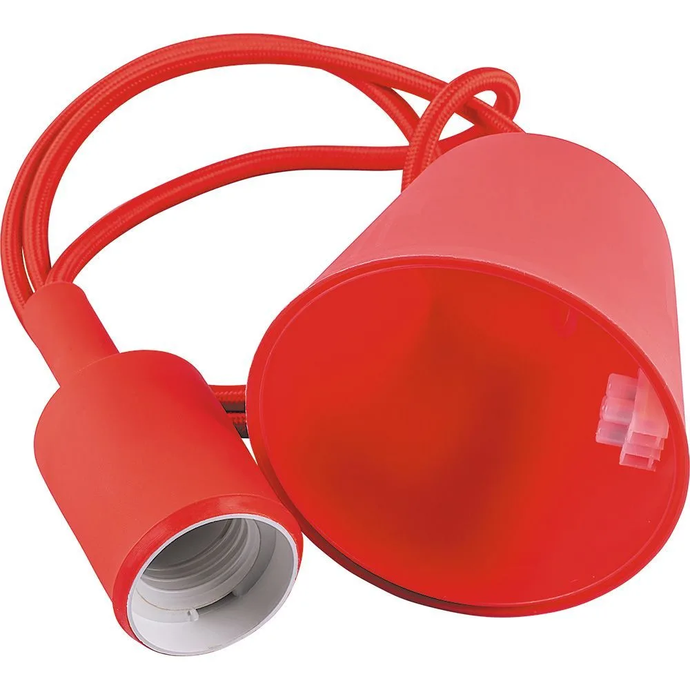 Патрон для ламп со шнуром 1м, 230V E27, красный, LH127 22359