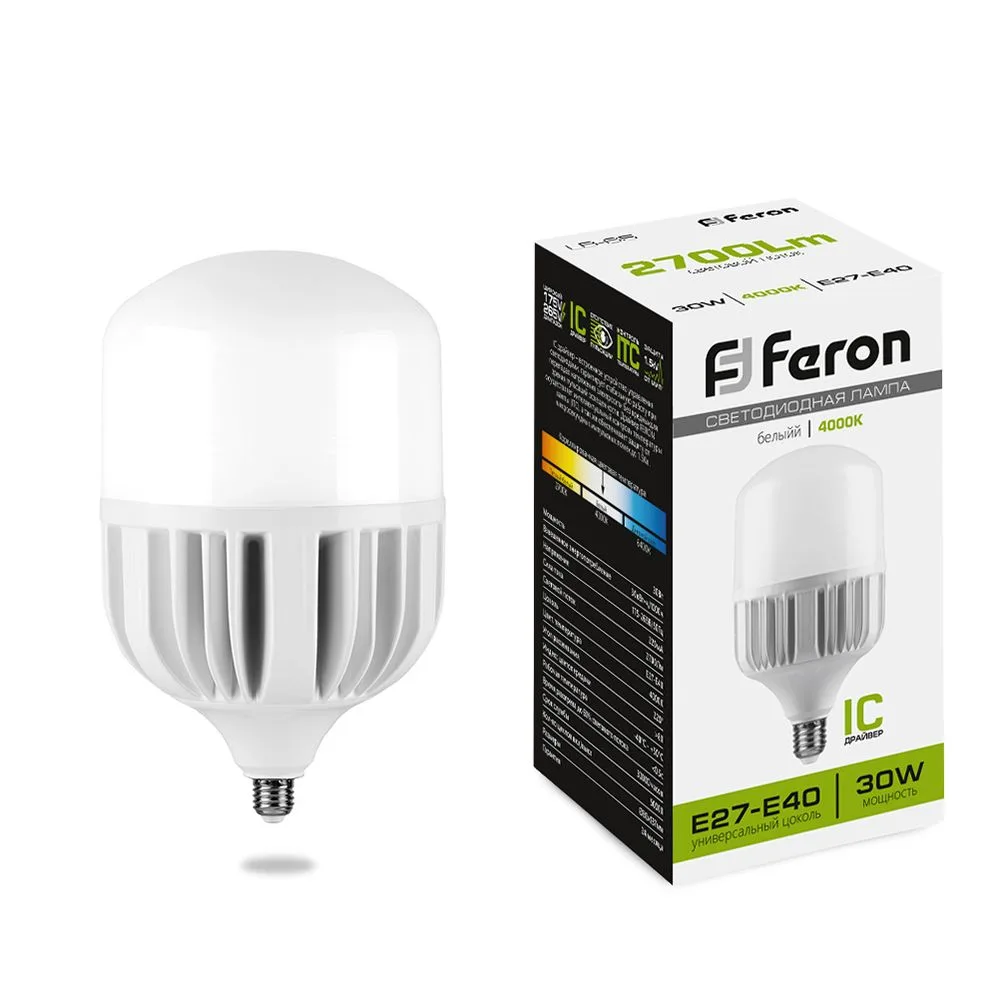FERON Лампа светодиодная LB-65 E27-E40 30W 175-265V 4000K 25818 FERON Лампа светодиодная LB-65 E27-E40 30W 175-265V 4000K 25818