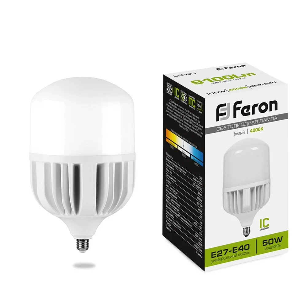 FERON Лампа светодиодная LB-65 E27-E40 50W 175-265V 4000K 25820 FERON Лампа светодиодная LB-65 E27-E40 50W 175-265V 4000K 25820