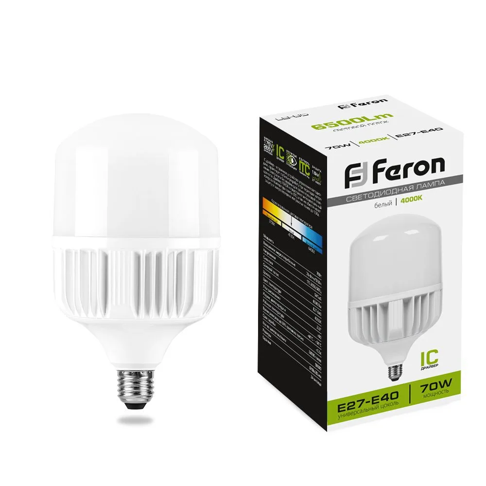 Лампа светодиодная FERON LB-65 E27-E40 70W 175-265V 4000K 25822