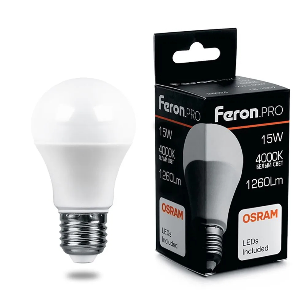 Лампа светодиодная FERON.PRO LB-1015 Шар E27 15W 175-265V 4000K 38036