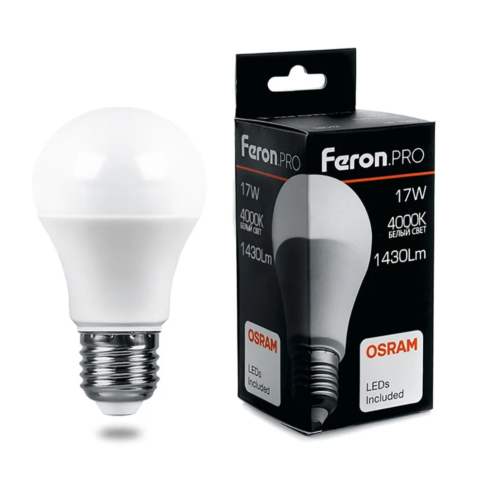 FERON Лампа светодиодная Feron.PRO LB-1017 Шар E27 17W 175-265V 4000K 38039 FERON Лампа светодиодная Feron.PRO LB-1017 Шар E27 17W 175-265V 4000K 38039