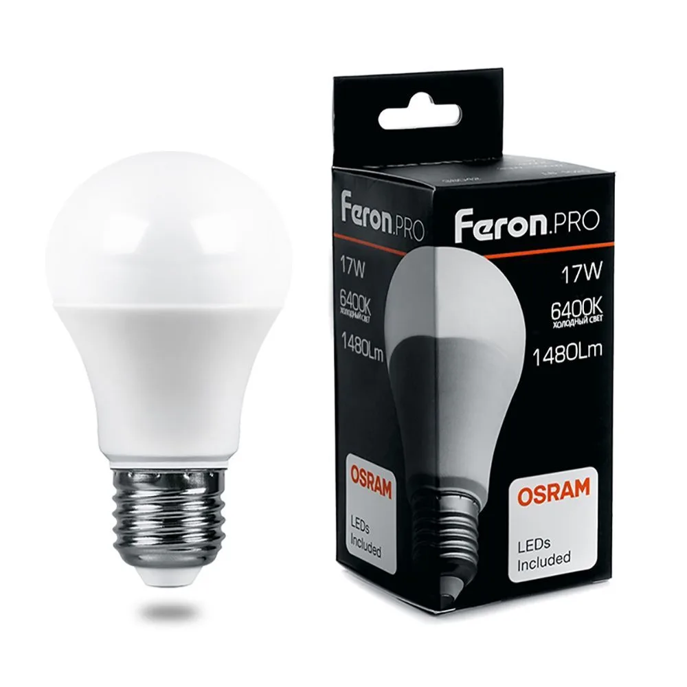 FERON Лампа светодиодная Feron.PRO LB-1017 Шар E27 17W 175-265V 6400K 38040 FERON Лампа светодиодная Feron.PRO LB-1017 Шар E27 17W 175-265V 6400K 38040