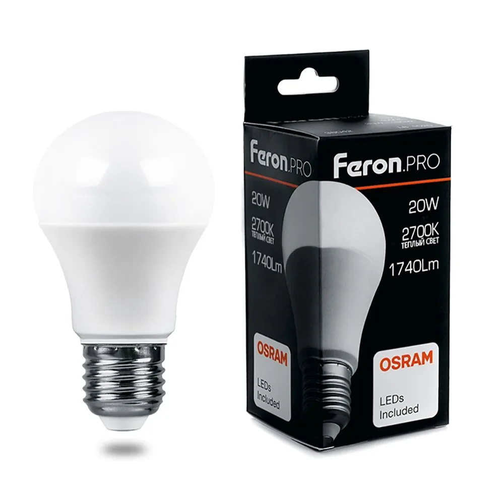 Лампа светодиодная FERON.PRO LB-1020 Шар E27 20W 175-265V 2700K 38041