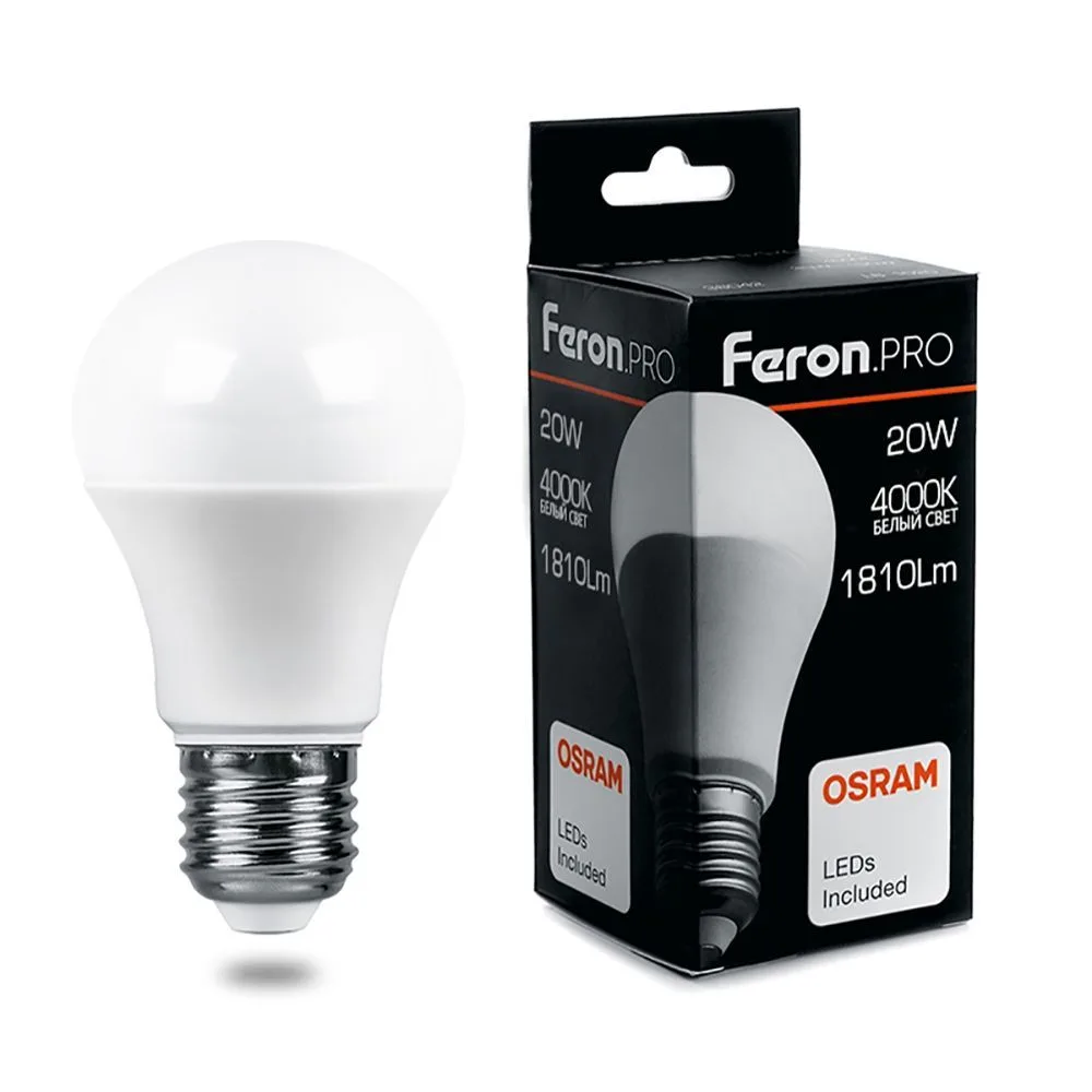 Лампа светодиодная FERON.PRO LB-1020 Шар E27 20W 175-265V 4000K 38042