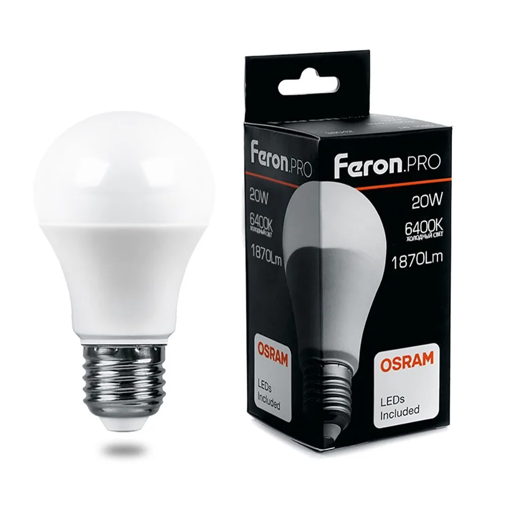 Лампа светодиодная FERON.PRO LB-1020 Шар E27 20W 175-265V 6400K 38043