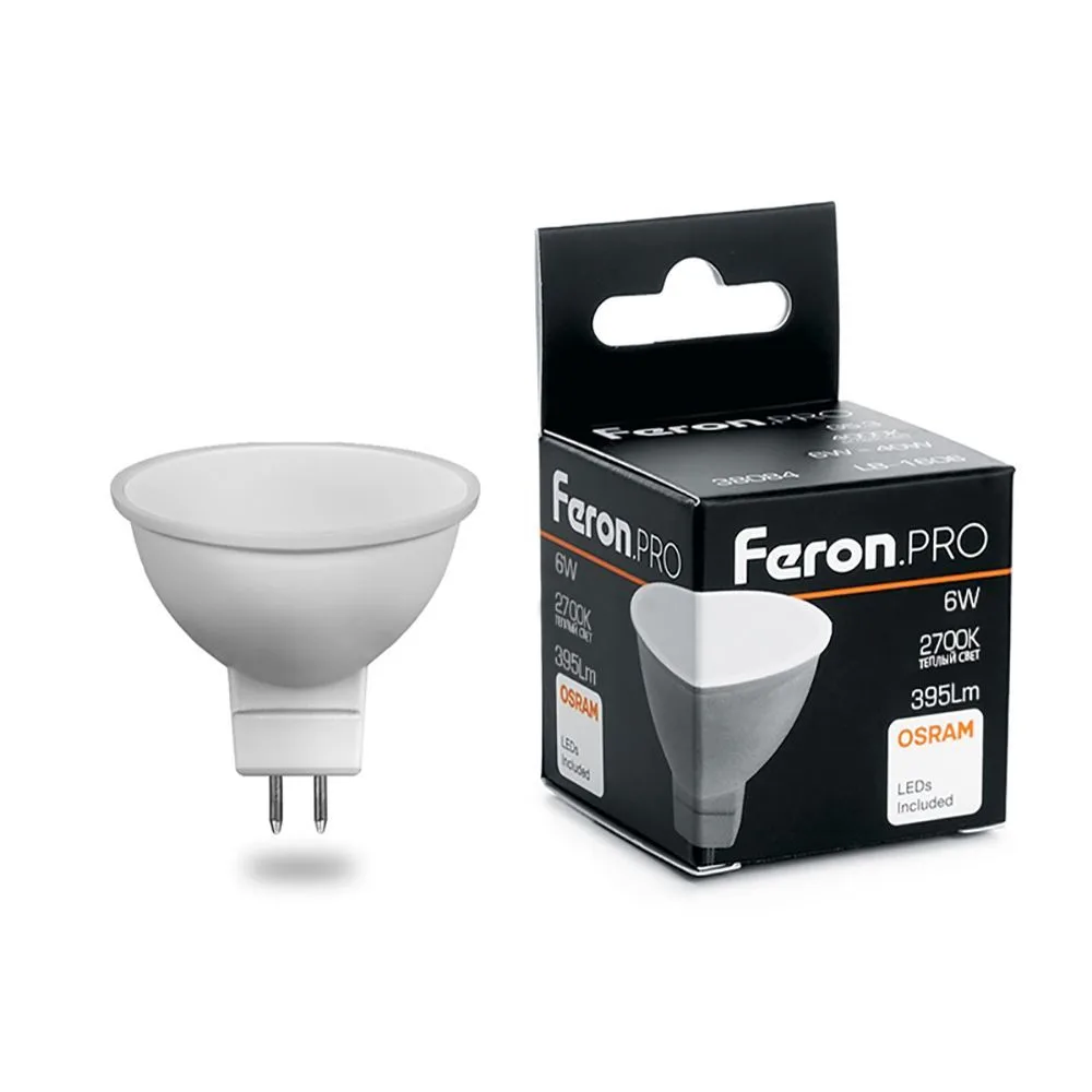 Лампа светодиодная FERON.PRO LB-1606 MR16 G5.3 6W 175-265V 2700K 38083