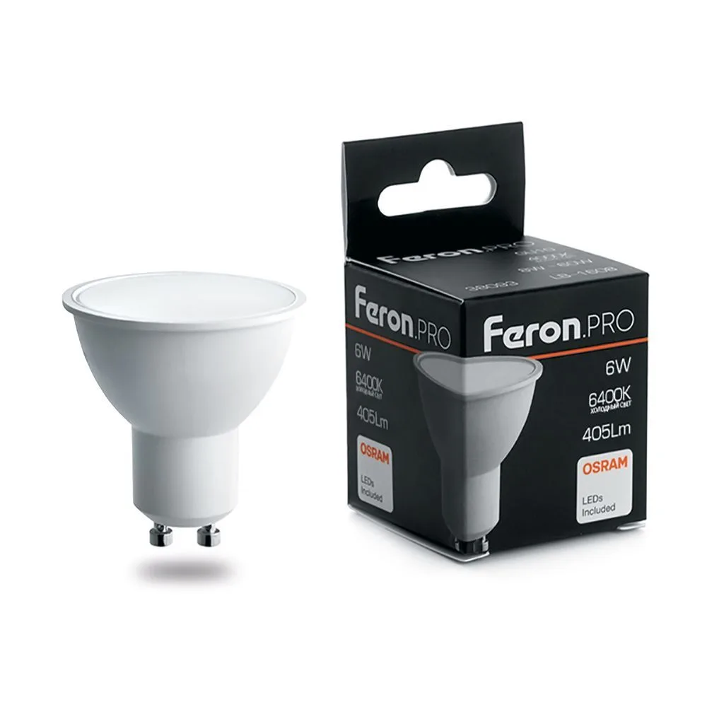 FERON Лампа светодиодная Feron.PRO LB-1606 GU10 6W 175-265V 6400K 38088 FERON Лампа светодиодная Feron.PRO LB-1606 GU10 6W 175-265V 6400K 38088