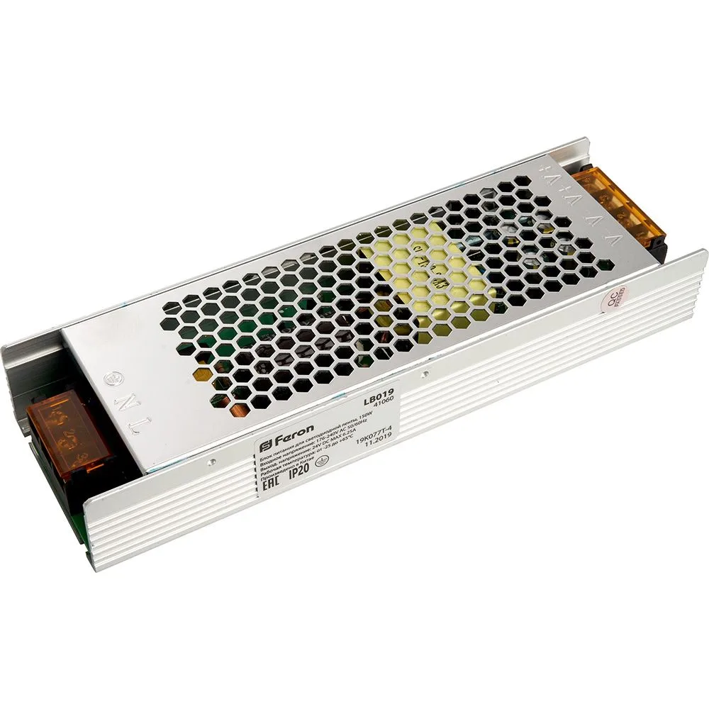 FERON Трансформатор электронный для светодиодной ленты 150W 24V (драйвер), LB019 FERON Трансформатор электронный для светодиодной ленты 150W 24V (драйвер), LB019