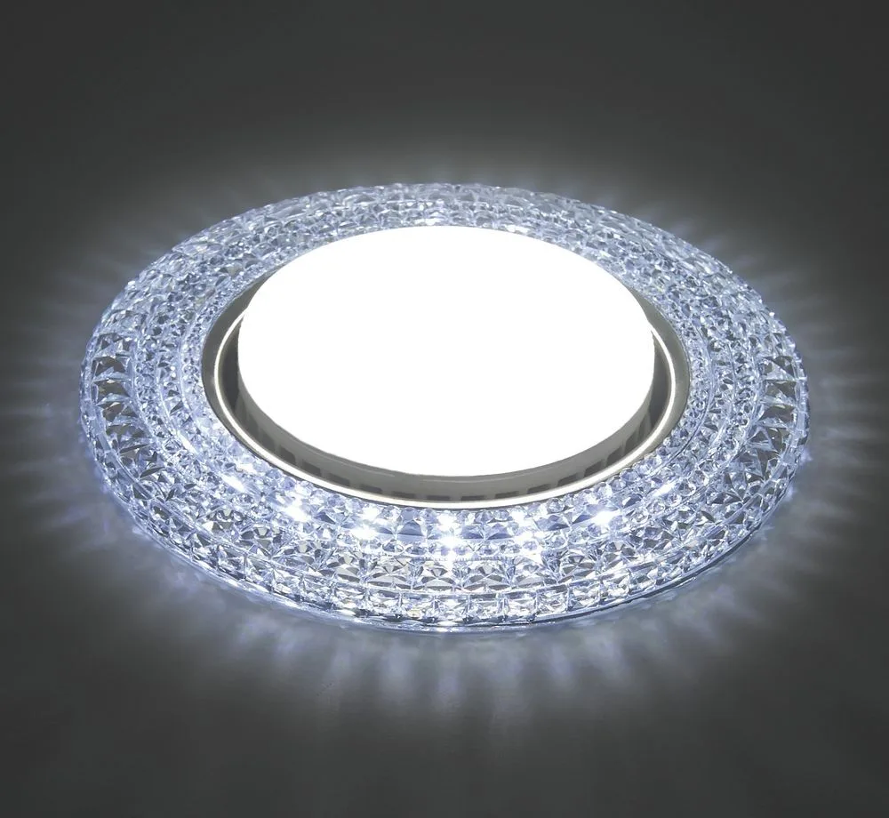 FERON Светильник встраиваемый с белой LED подсветкой CD4020 потолочный GX53 без лампы прозрачный 41293 FERON Светильник встраиваемый с белой LED подсветкой CD4020 потолочный GX53 без лампы прозрачный 41293