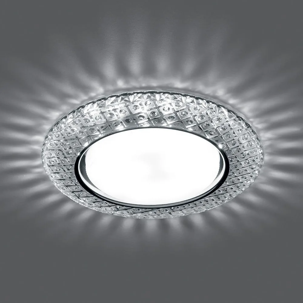 FERON Светильник встраиваемый с белой LED подсветкой CD4042 потолочный GX53 без лампы, прозрачный, хром 41304 FERON Светильник встраиваемый с белой LED подсветкой CD4042 потолочный GX53 без лампы, прозрачный, хром 41304