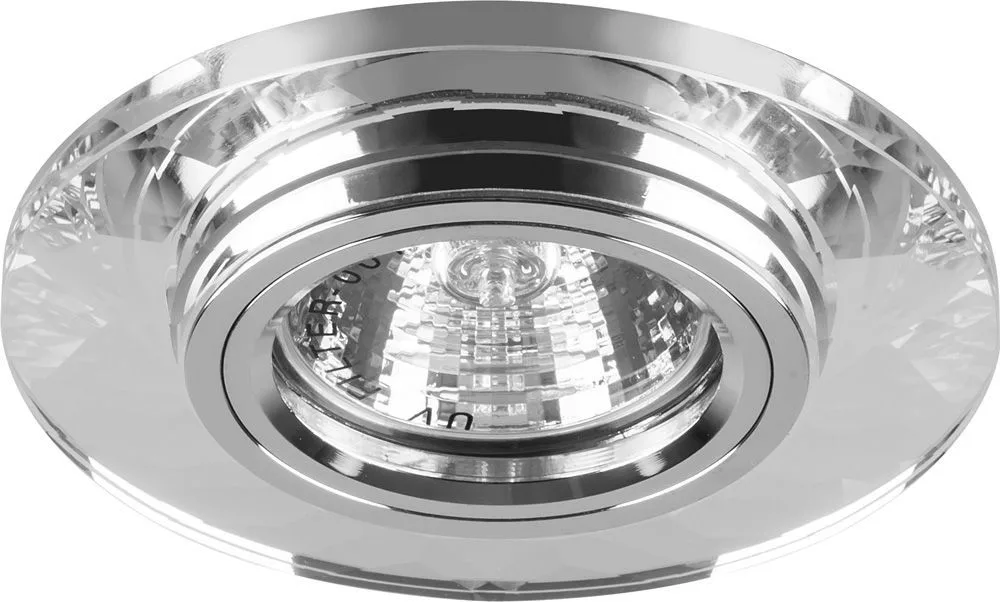 Светильник встраиваемый с белой LED подсветкой FERON 8050-2 потолочный MR16 G5.3 серебристый