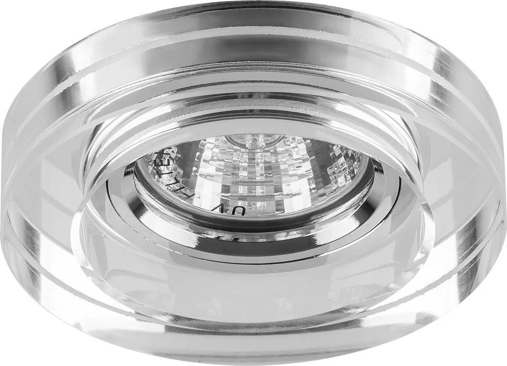 Светильник встраиваемый с белой LED подсветкой FERON 8080-2 потолочный MR16 G5.3 серебристый