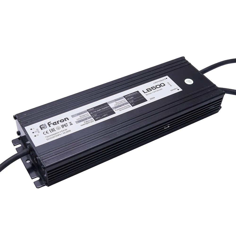 FERON Трансформатор LB500 DC24V 200W IP67 244*80*32мм FERON Трансформатор LB500 DC24V 200W IP67 244*80*32мм