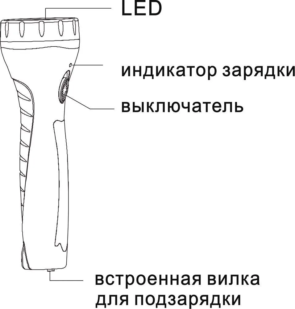FERON Фонарь аккумуляторный ручной 7LED 0,6W со встроенной вилкой для зарядки, оранжевый, TL040 12955 FERON Фонарь аккумуляторный ручной 7LED 0,6W со встроенной вилкой для зарядки, оранжевый, TL040 12955