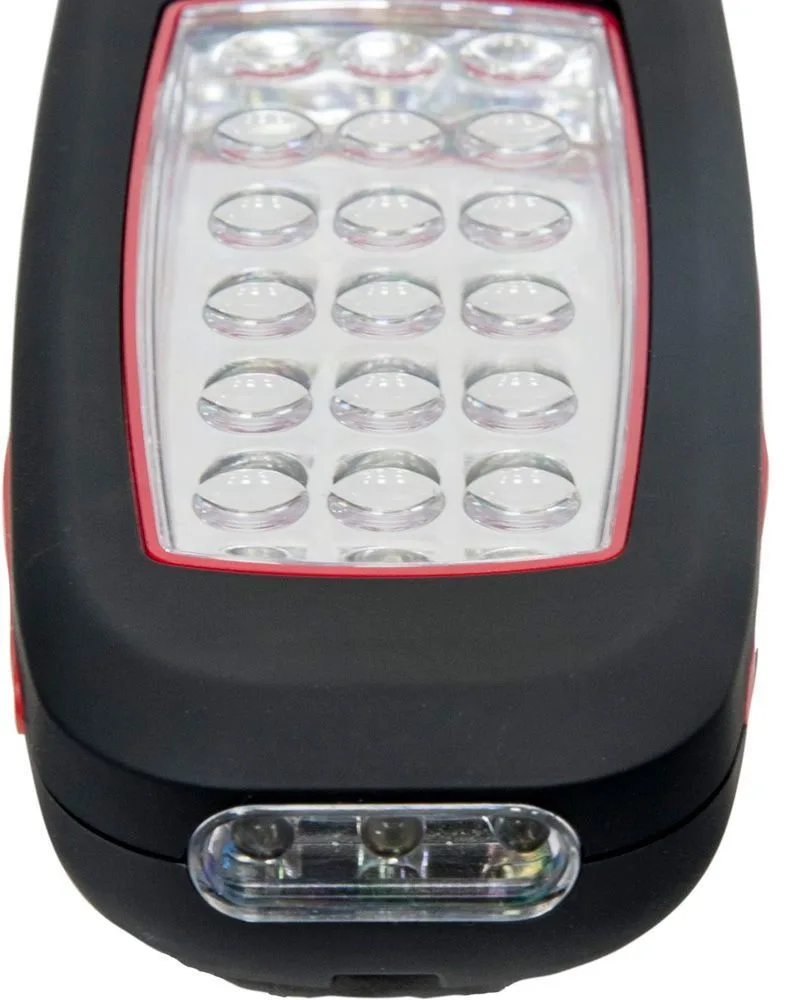 FERON Фонарь с магнитным креплением 18+3LED 0.9W (3хАА в комплект не входят), IP42, 210×60×30mm, чёрный с красным, TL23 12961 FERON Фонарь с магнитным креплением 18+3LED 0.9W (3хАА в комплект не входят), IP42, 210×60×30mm, чёрный с красным, TL23 12961