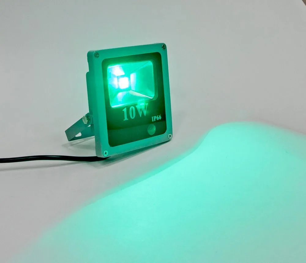 Прожектор квадратный, 1LED/10W-зеленый 230V серый (IP66), LL-271 12193