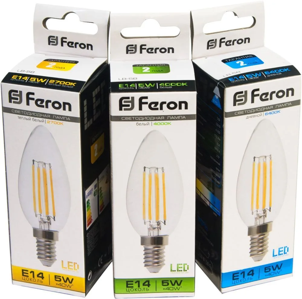 FERON Лампа светодиодная LB-58 Свеча E14 5W 6400K 25574 FERON Лампа светодиодная LB-58 Свеча E14 5W 6400K 25574