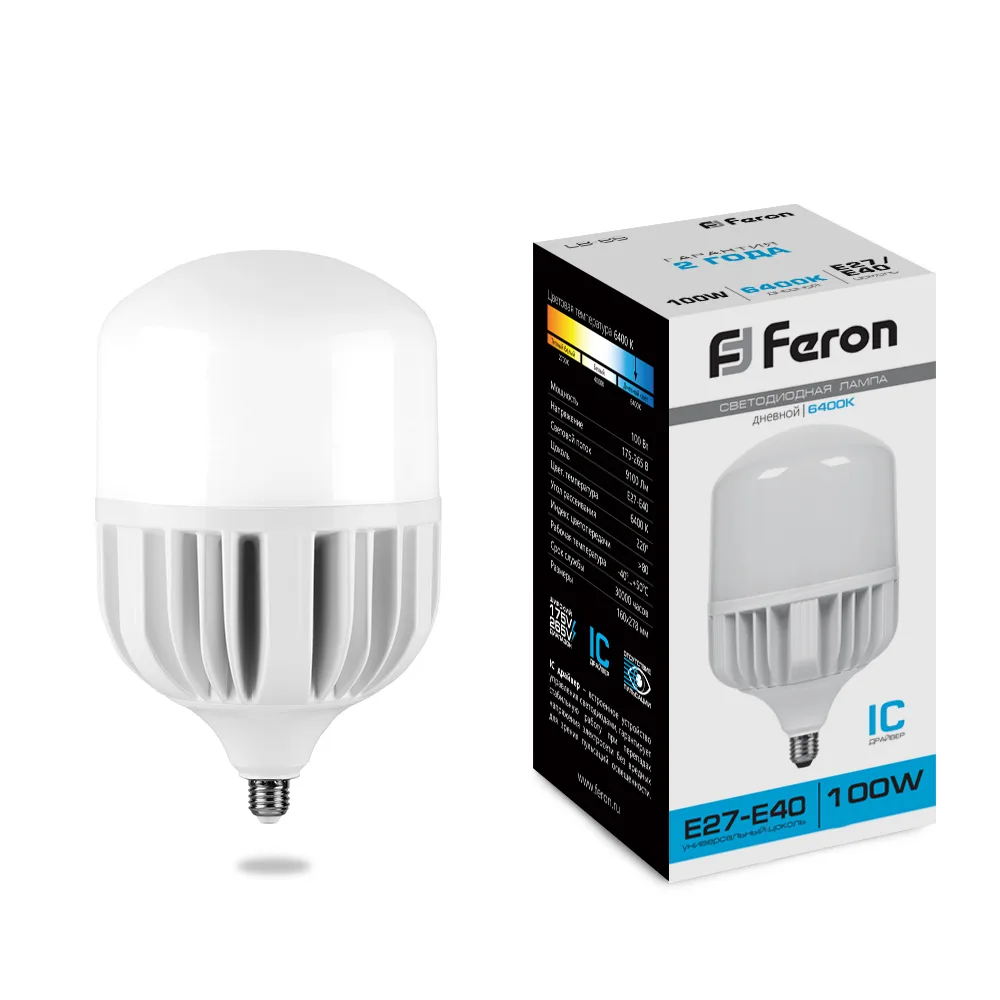 Лампа светодиодная FERON LB-65 E27-E40 100W 175-265V 6400K 25827