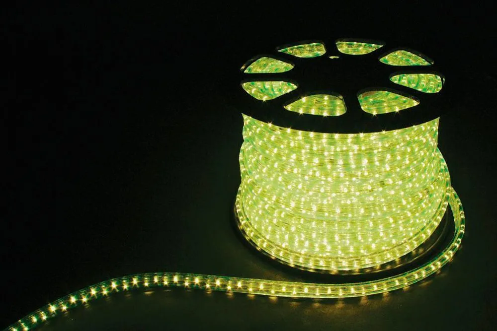 Дюралайт (световая нить) со светодиодами, 2W 100м 230V 36LED/м 13мм, лимонный, LED-R2W артикул 26206