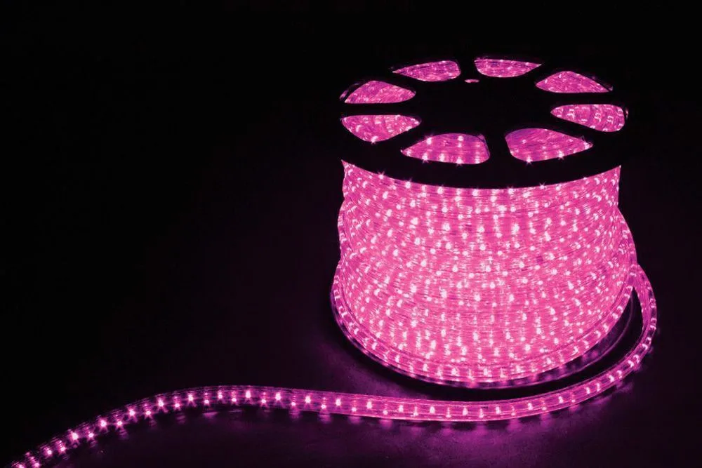 Дюралайт (световая нить) со светодиодами, 2W 100м 230V 36LED/м 13мм, розовый, LED-R2W артикул 26335