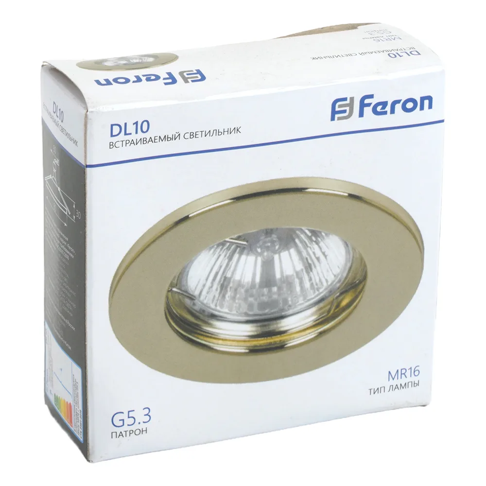 FERON Светильник встраиваемый DL10 потолочный MR16 G5.3 золотистый 15110 FERON Светильник встраиваемый DL10 потолочный MR16 G5.3 золотистый 15110
