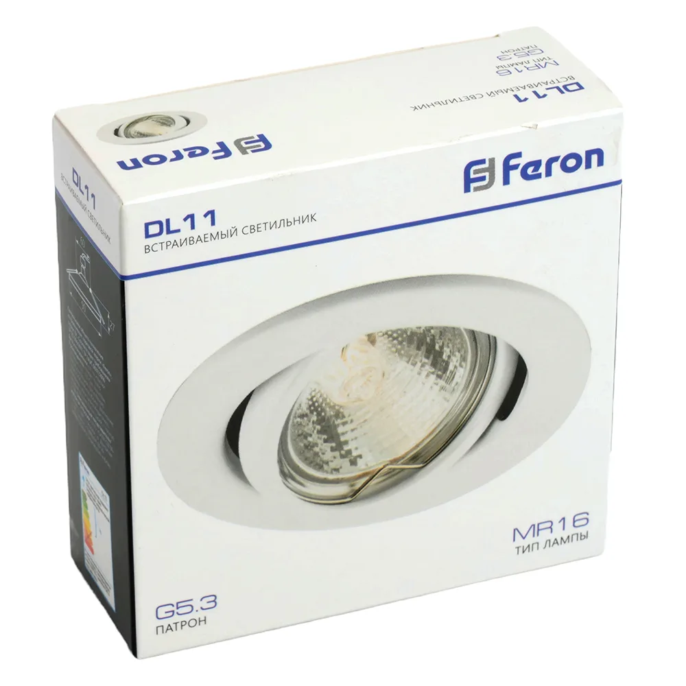 FERON Светильник встраиваемый DL11 потолочный MR16 G5.3 белый 15114 FERON Светильник встраиваемый DL11 потолочный MR16 G5.3 белый 15114