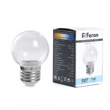 Лампа светодиодная FERON LB-37 Шарик E27 1W 6400K прозрачный 38120