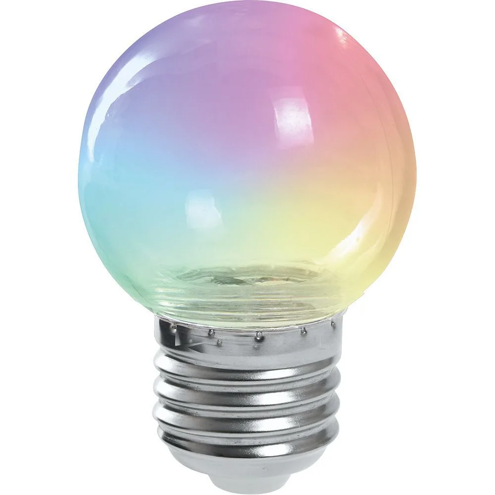 FERON Лампа светодиодная LB-37 Шарик прозрачный E27 1W 230V RGB плавная смена цвета 38132 FERON Лампа светодиодная LB-37 Шарик прозрачный E27 1W 230V RGB плавная смена цвета 38132