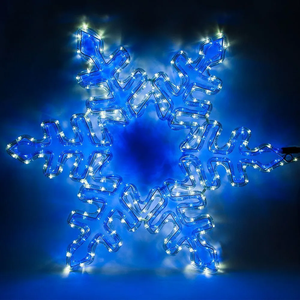FERON Световая фигура 230V, дюралайт 12 м 24 LED/м (синий+белый), шнур 1,6м IP44, 80*80 см, LT064 артикул 26953 FERON Световая фигура 230V, дюралайт 12 м 24 LED/м (синий+белый), шнур 1,6м IP44, 80*80 см, LT064 артикул 26953