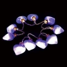 Гирлянда 3V 10 LED белый, цвет стекла: фиолетовый, 0.06W, 20mA,  батарейки 2*АА,  IP 20, 0,5м+шнур 0,5м х0,12мм, CL551